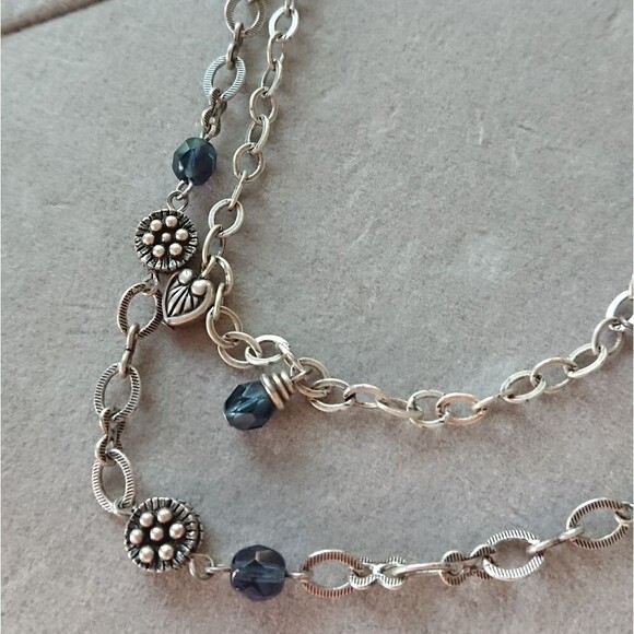 Napier Silver Tone Beads and charms double layered Chain Necklace - Picture 2 of 8